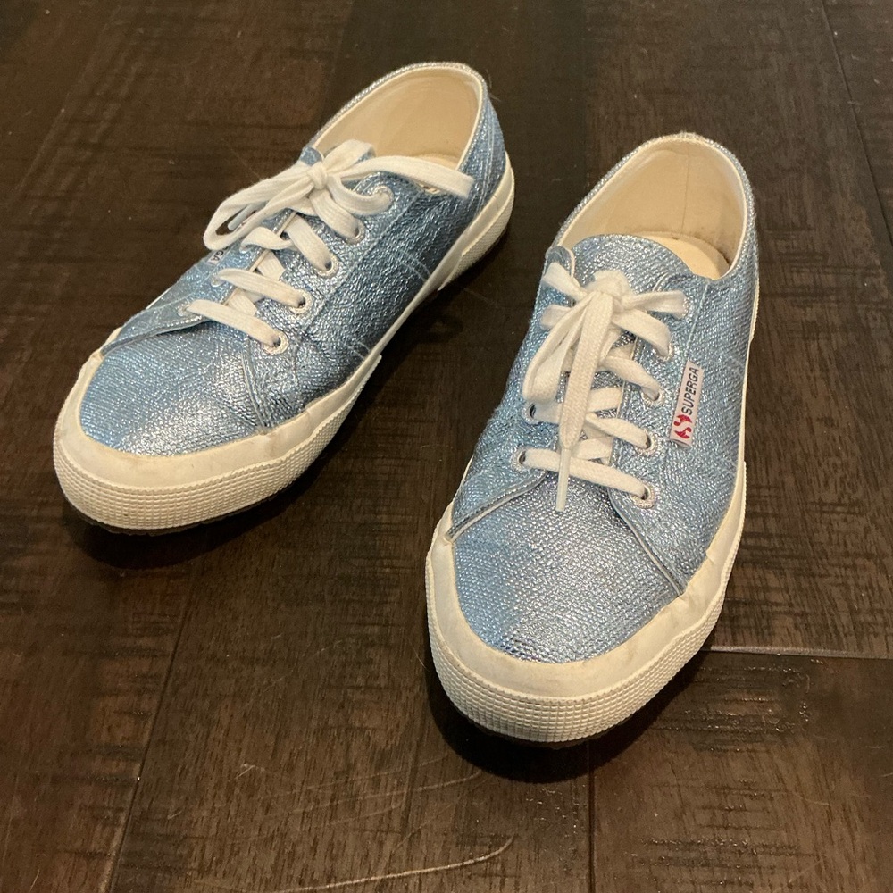 Superga Light Metallic Blue Casual Sneakers size 7.5